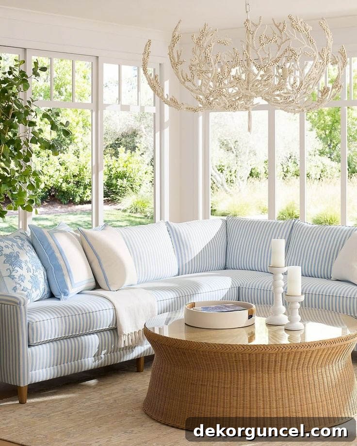 Round woven coffee table with tray and candlesticks