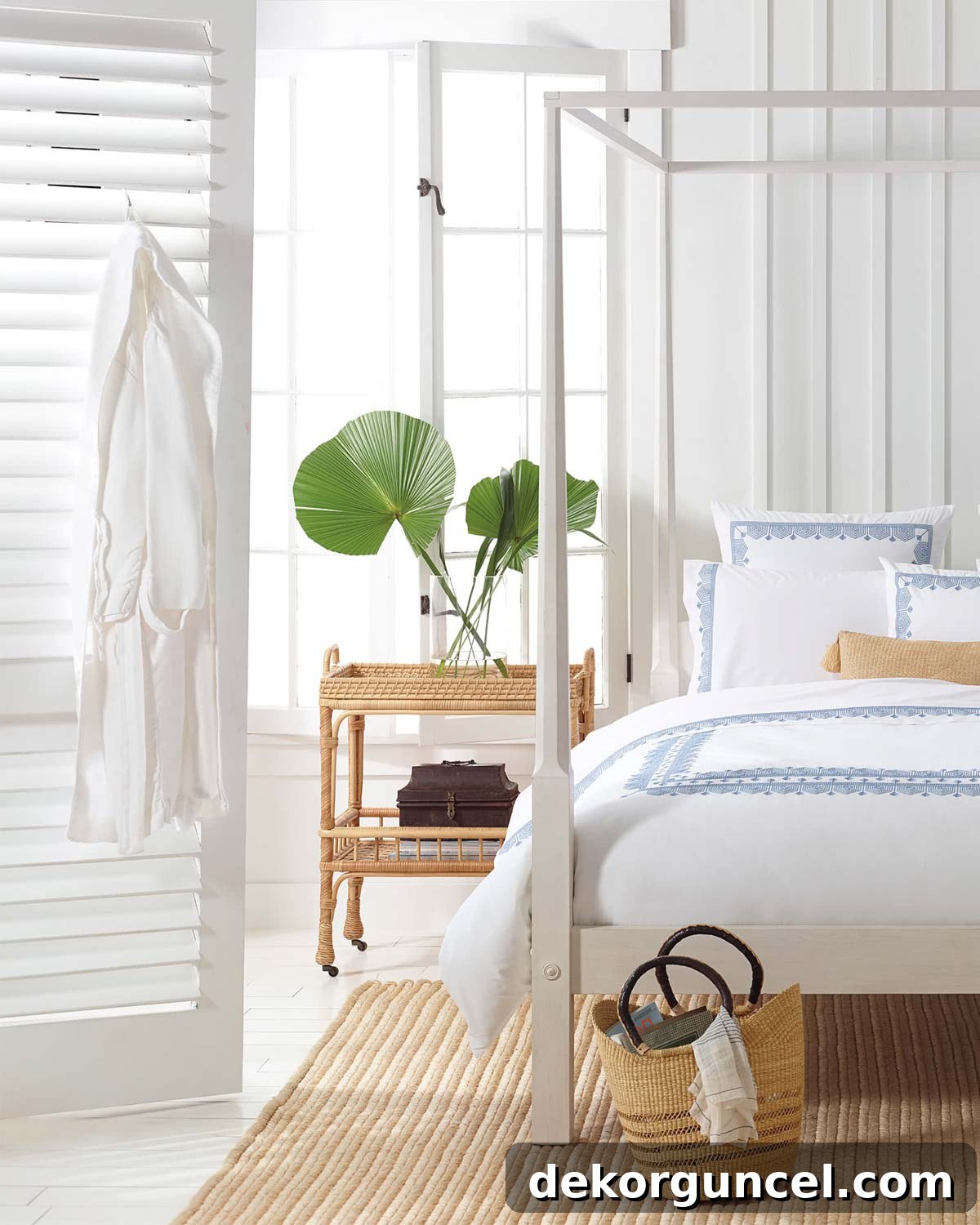 This rolling rattan bar cart makes the cutest unique nightstand!