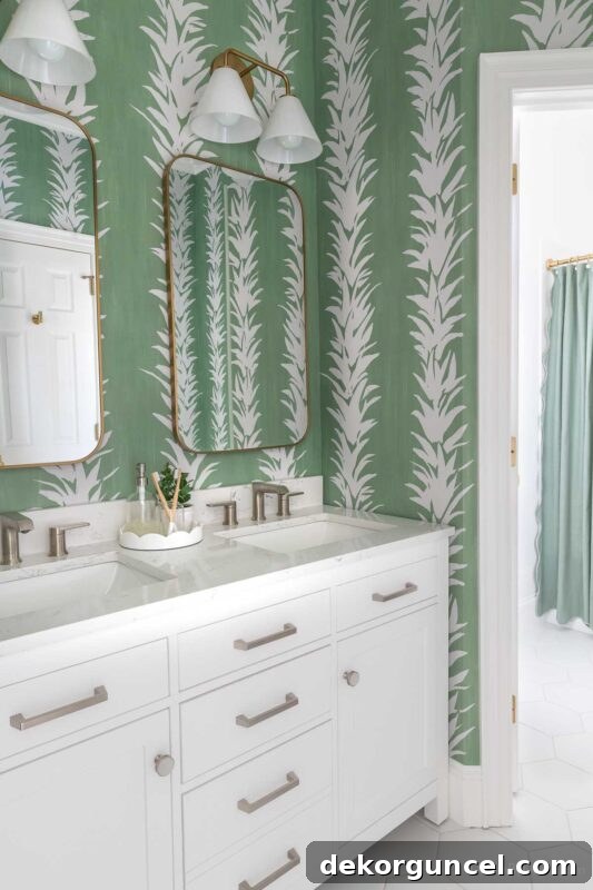 Double sink vanity in jack and jill bathroom with engineered stone top