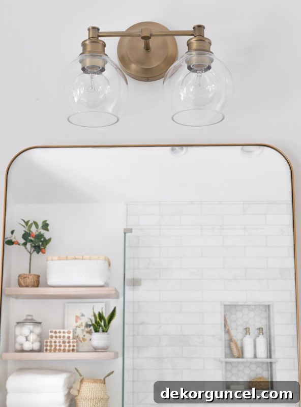 Gorgeous brass 2-light vanity light with globe shades