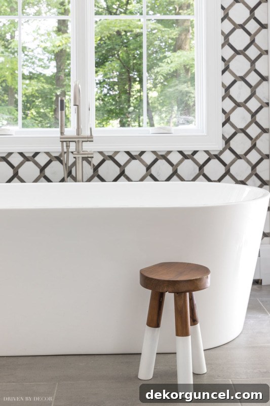 Beautiful freestanding bathtub with minimalistic profile