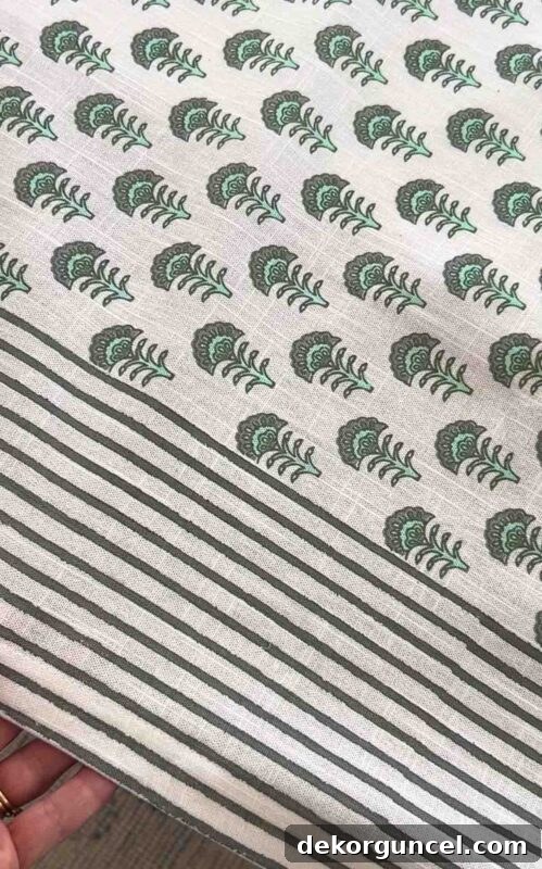 Green block print tablecloth for dining table