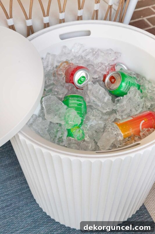 Outdoor fluted side table with hidden cooler