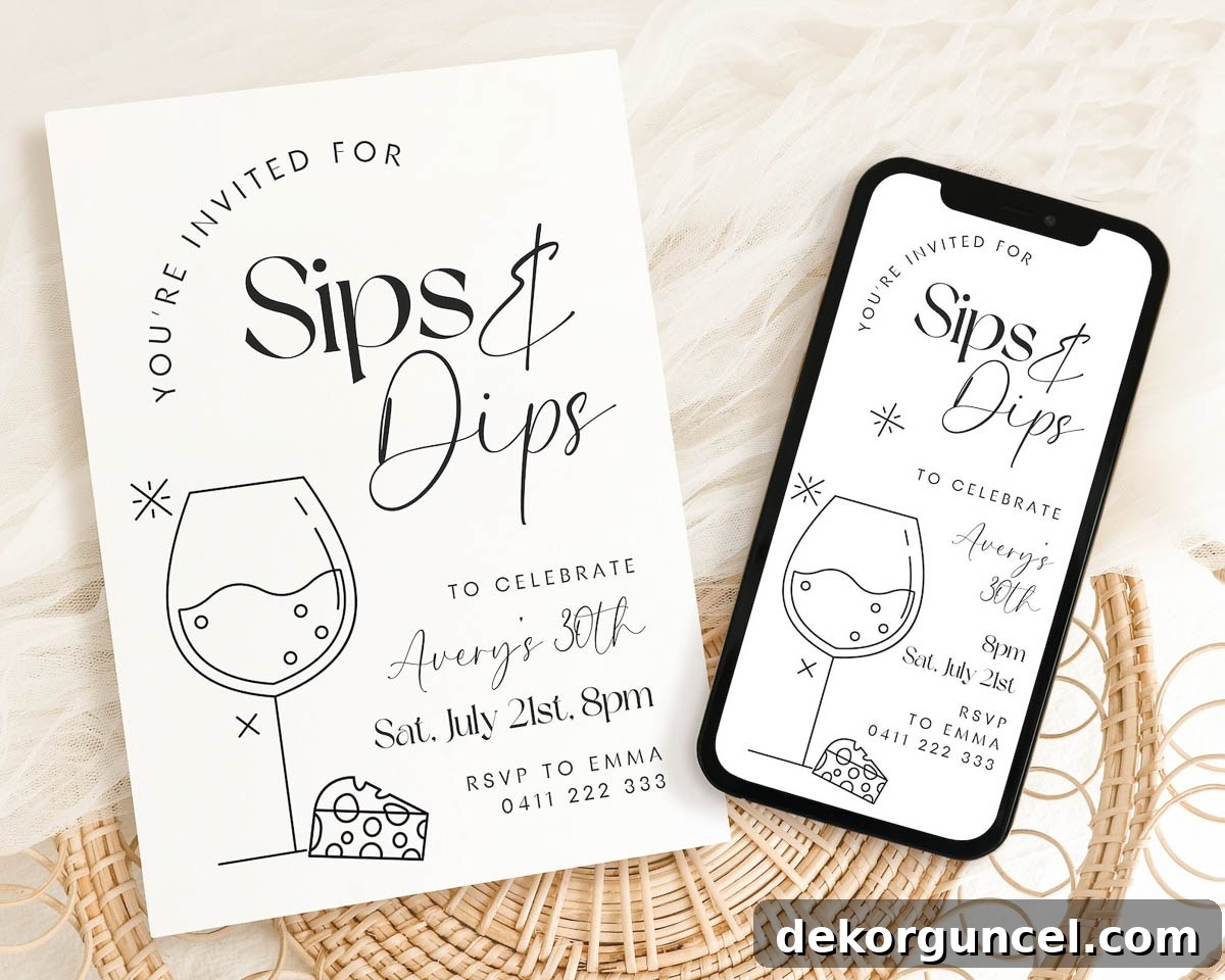 Simple Charcuterie Board Party Ideas For Stress Free Entertaining 2 Samples of a charcuterie party invitation labeled Sips & Dips