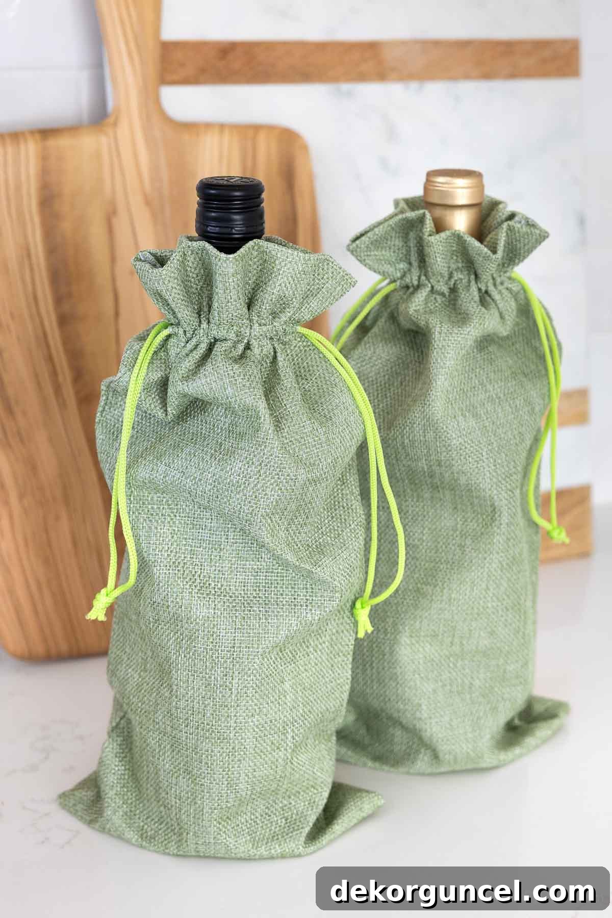 Simple Charcuterie Board Party Ideas For Stress Free Entertaining 3 Green burlap wine bags