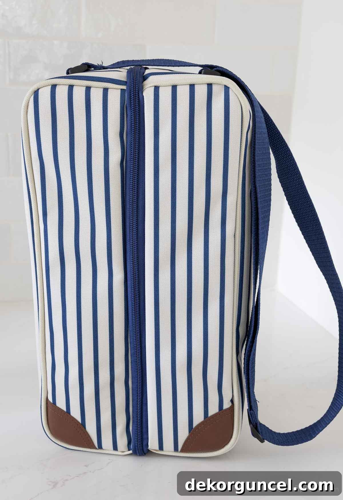 Simple Charcuterie Board Party Ideas For Stress Free Entertaining 5 Blue and white striped wine tote bag