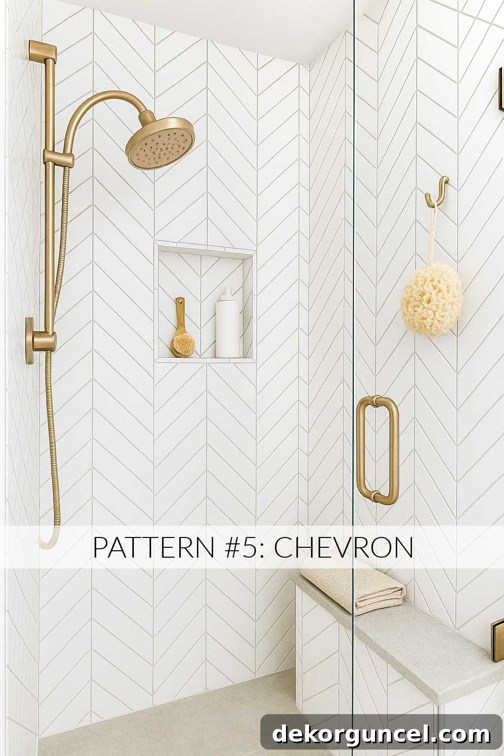 Subway tile arranged in a precise chevron pattern, showcasing a luxurious and seamless zig-zag design.