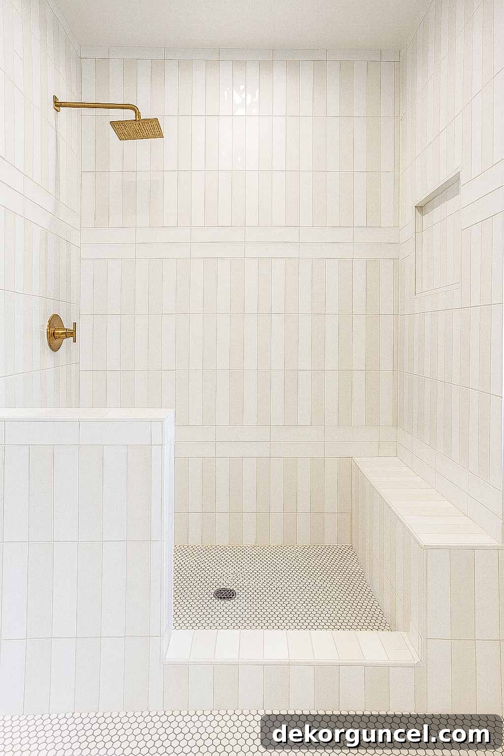 Subway tile arranged in an innovative mix of vertical and horizontal stack patterns, showcasing creative design possibilities.