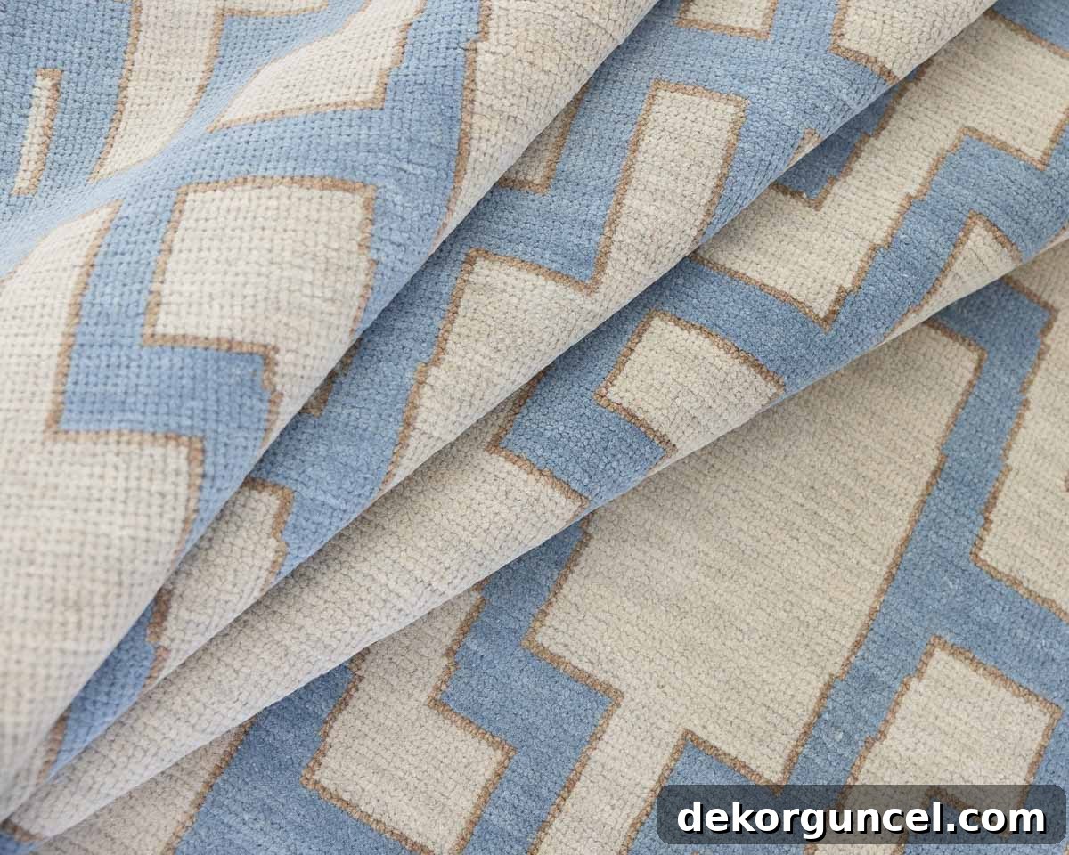 Blue and tan Oushak rug