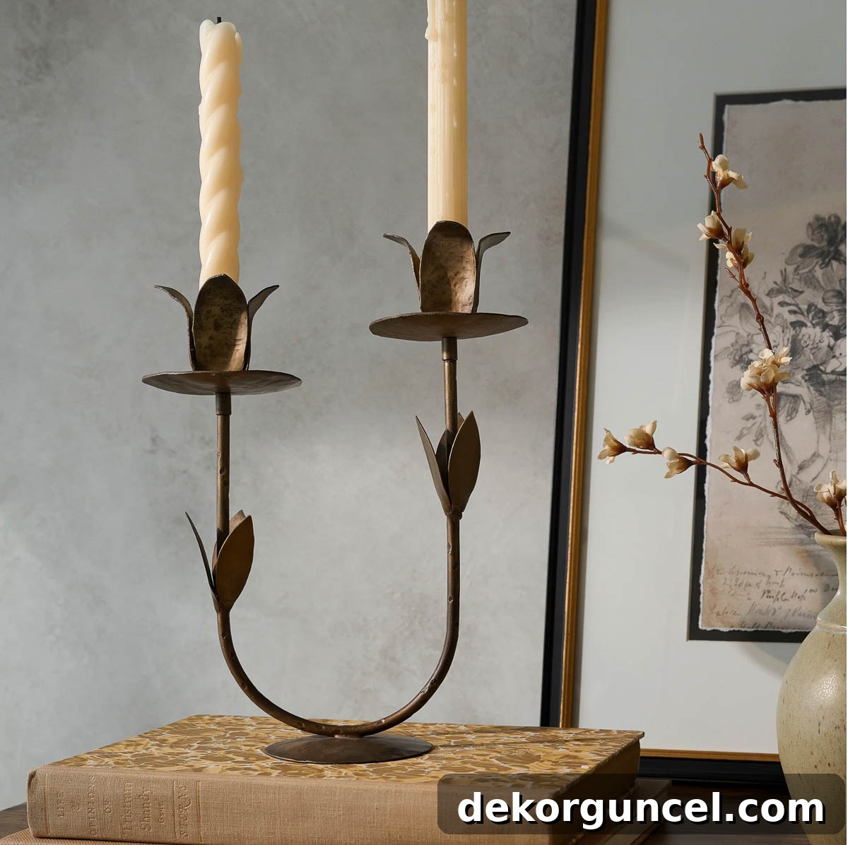 Gorgeous brass tulip candle holders