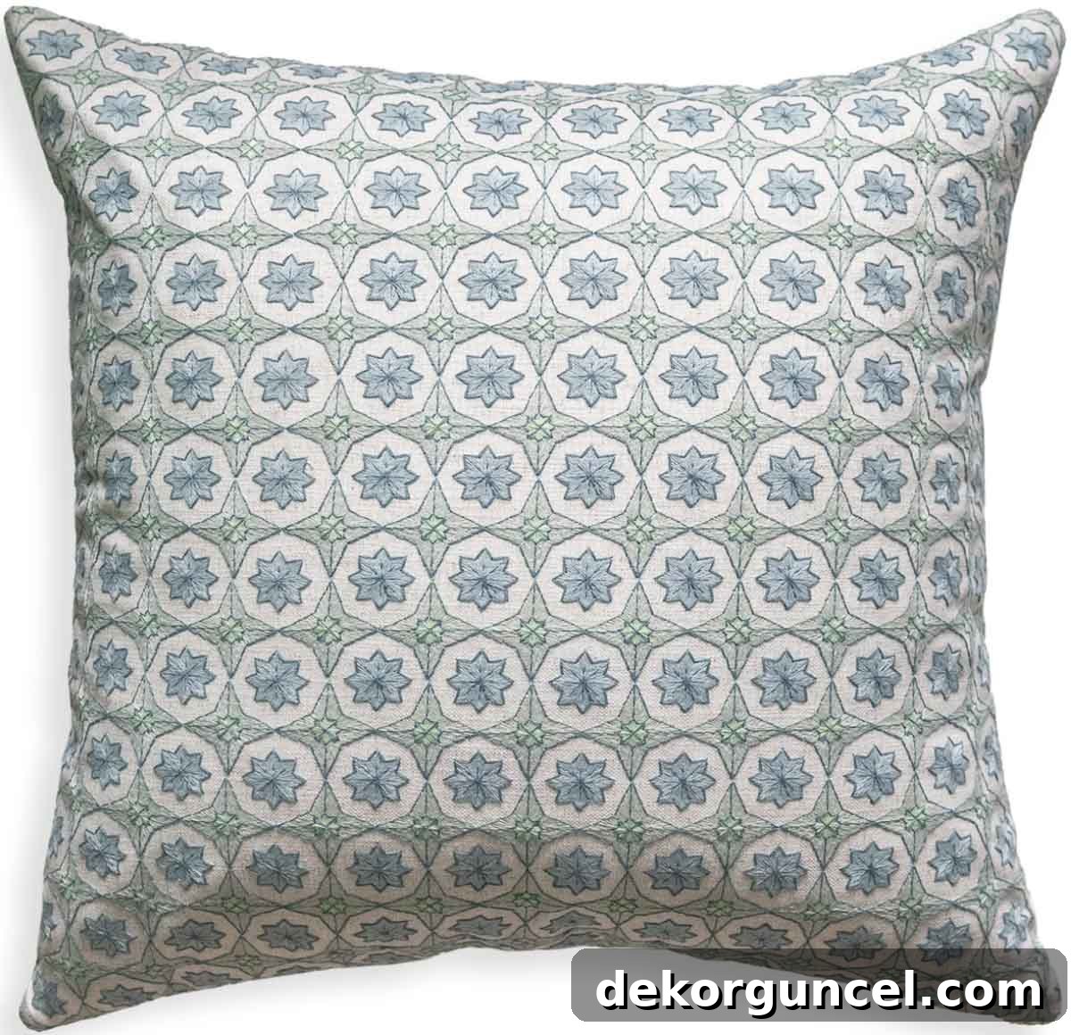 Blue and green patterned pillow cover