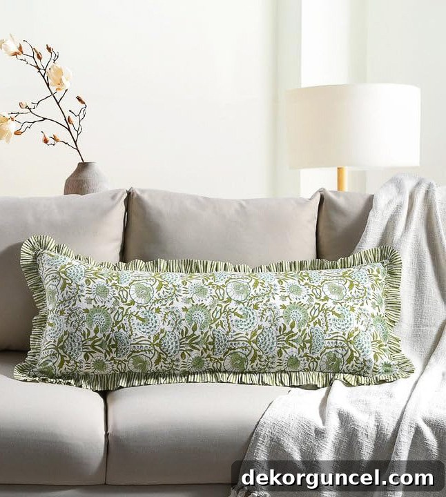 Ruffled block print pillow