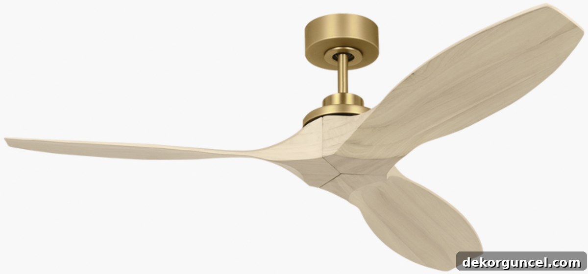 Whitewashed oak Collins Smart ceiling fan in a modern bedroom