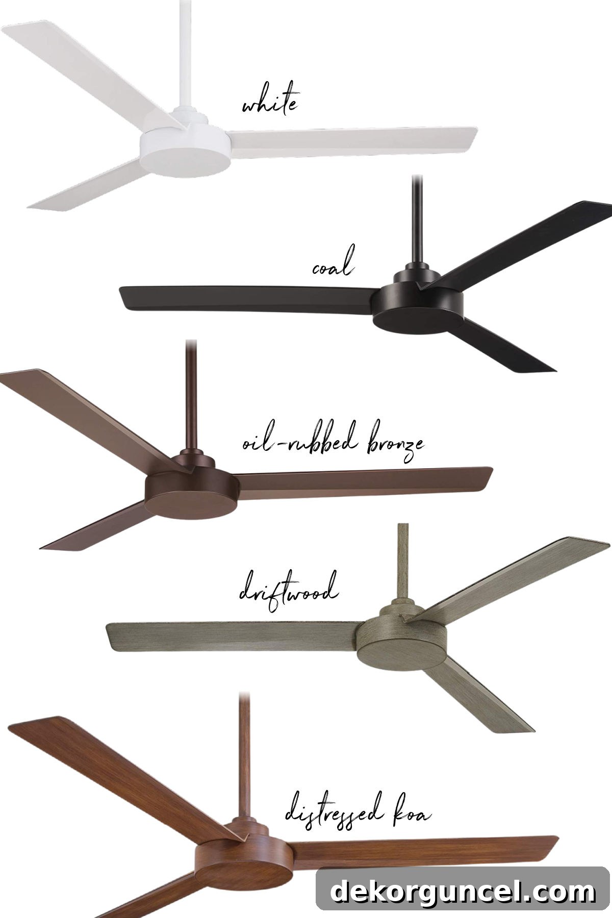 Simple, stylish bedroom ceiling fans in multiple finish options