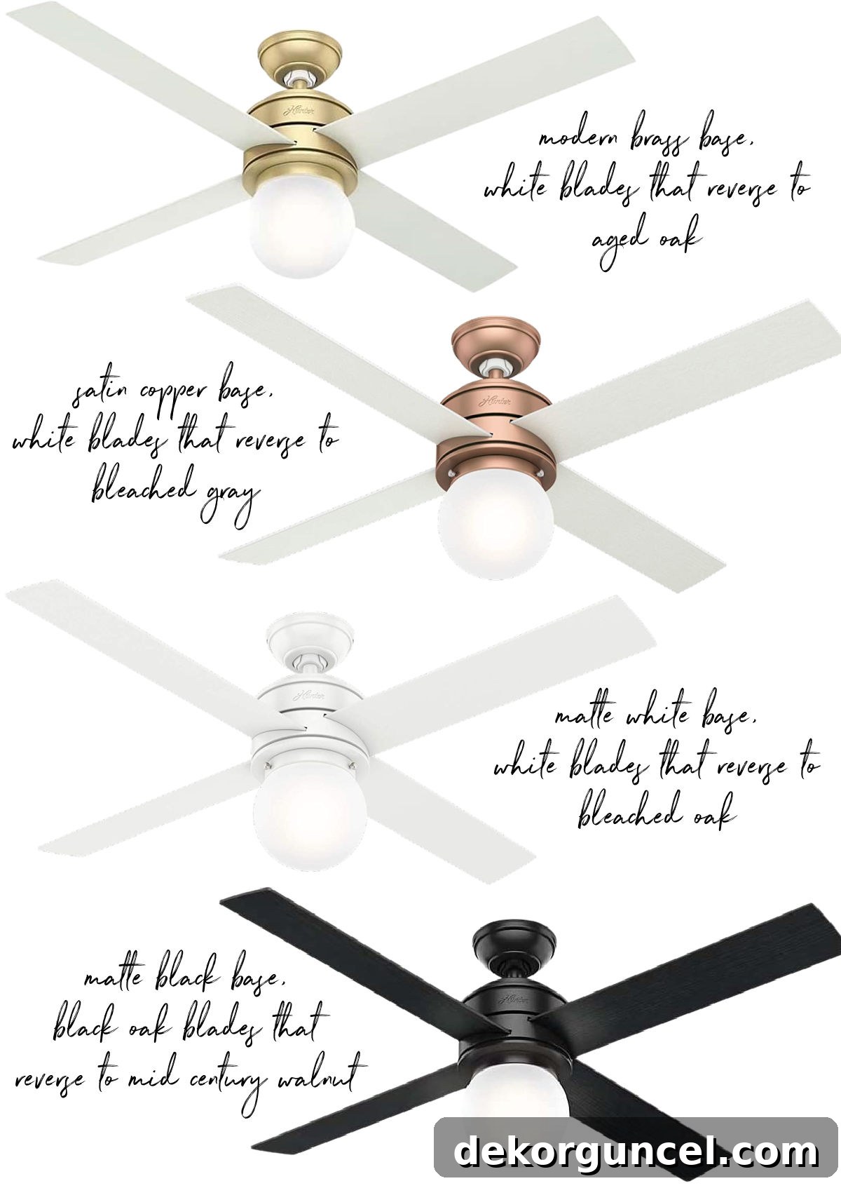Gorgeous bedroom ceiling fans with globe lights in various finishes