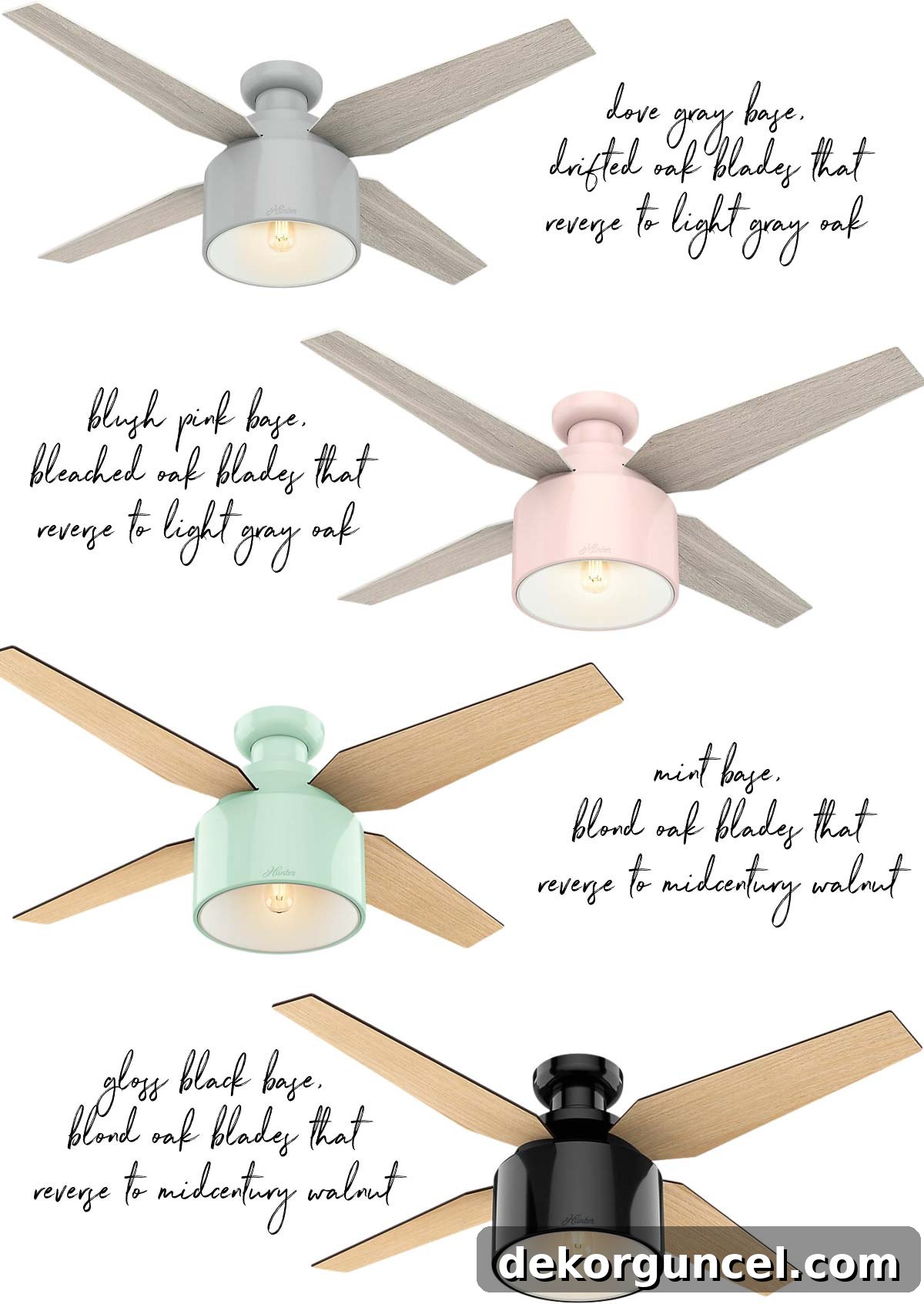 Charming bedroom ceiling fans including pastel colors, ideal for kids rooms