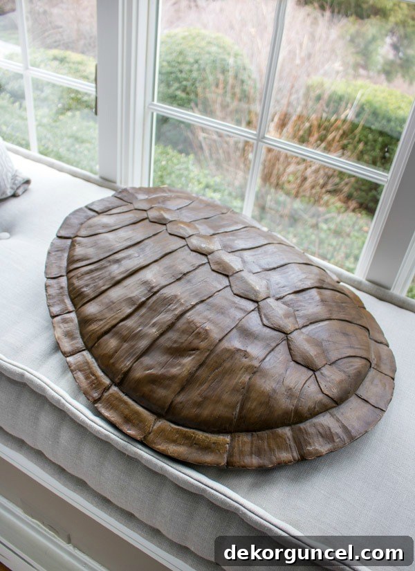Huge faux turtle shell from HomeGoods! A large, impressive replica for ethical home decor.