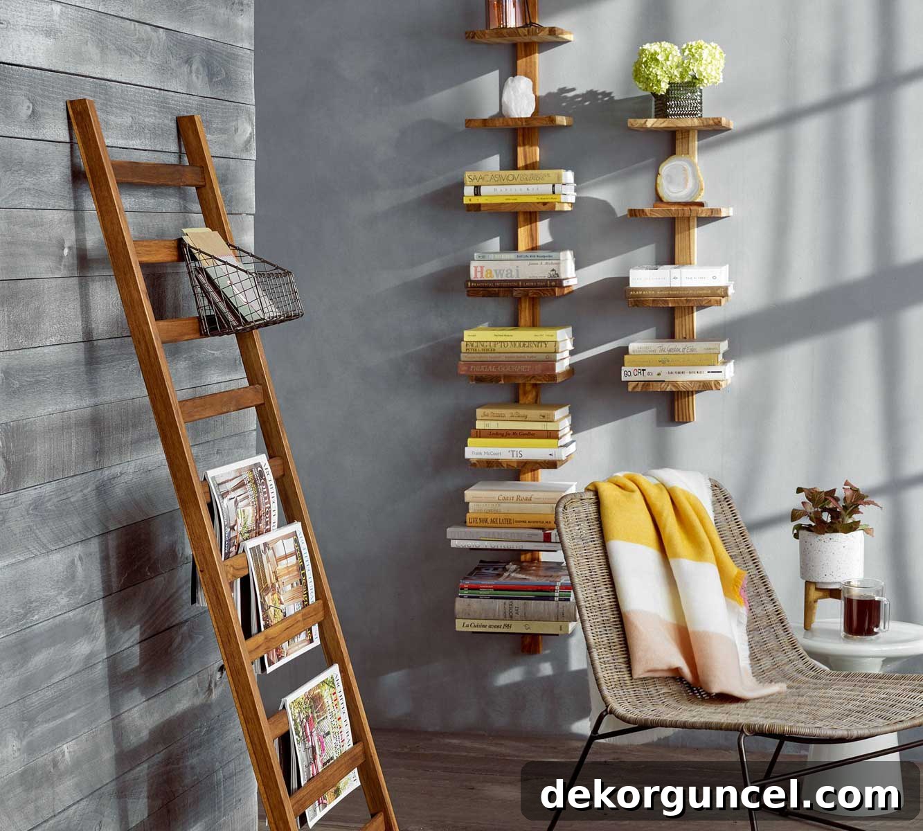 Elevate Your Home Decor With Clever Ladder Designs 12 Decorative ladder idea of using it as a magazine rack