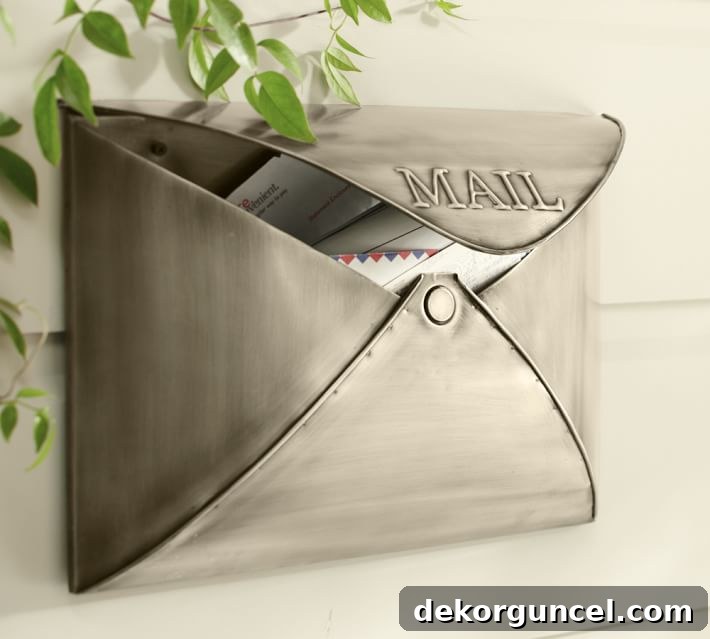 Darling envelope mailbox that comes in three colors including antique nickel!