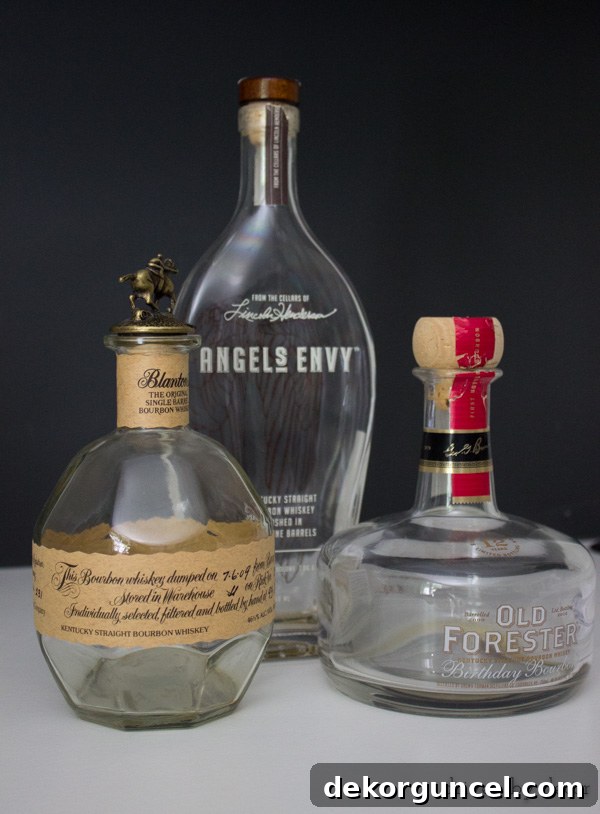 Liquor bottles that will be transformed into pretty vases