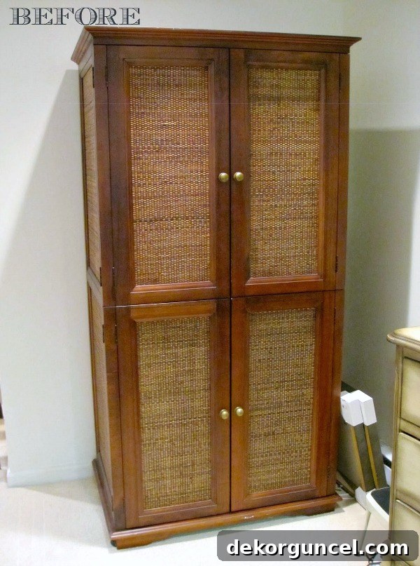 TV armoire before transformation