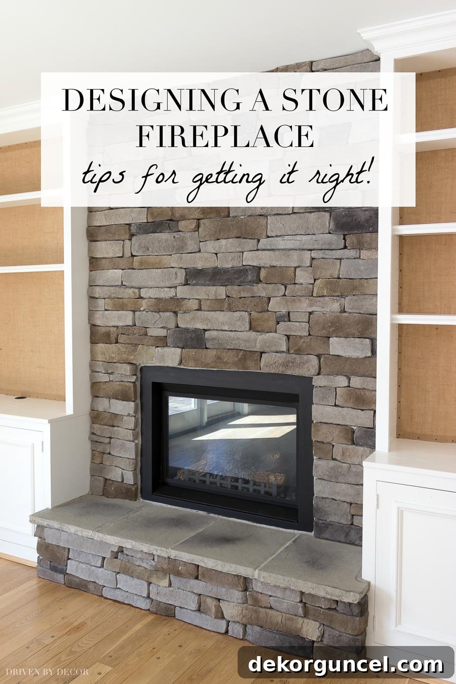 Stone Fireplace Designs Youll Love 4 Great tips for designing a stone fireplace like this beautiful stacked stone veneer fireplace!