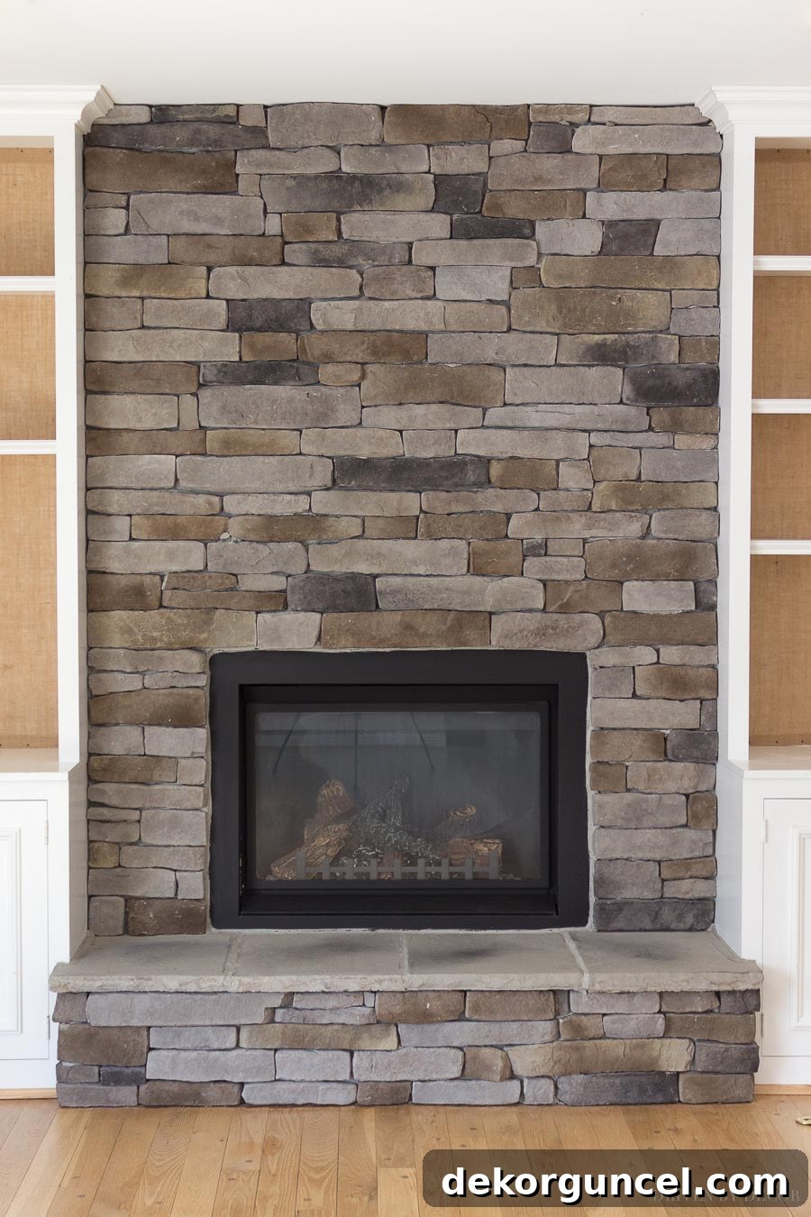 Stone Fireplace Designs Youll Love 7 Loving this ledgestone / stacked stone fireplace! Such a transformation from the brick fireplace "before"