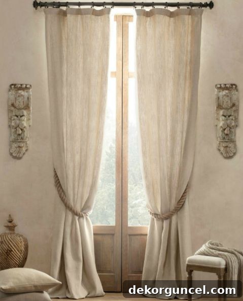 Restoration Hardware Dakota Rope Drapery Tieback, a simple yet elegant rope accessory for window treatments.