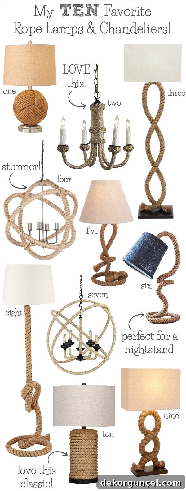 A curated collection of the best rope lamps, pendants, and chandeliers for bringing texture into your home decor.