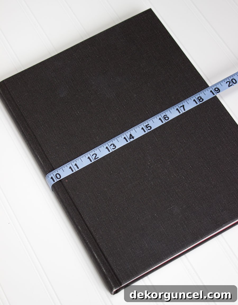 No-Sew Fabric Book Covers 3 Measure your book accurately for a perfect fabric cover fit, including height and wrap-around width.