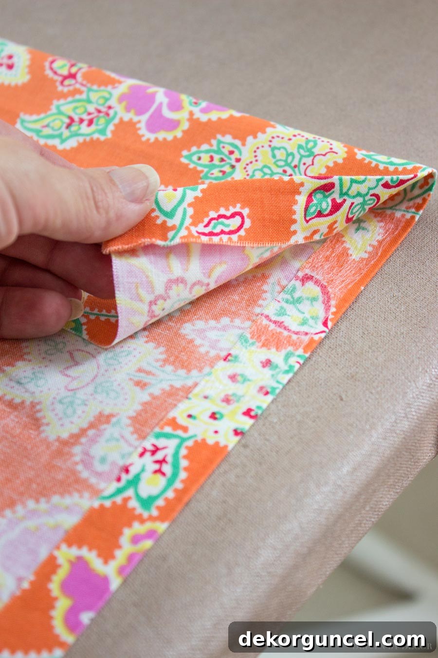 No-Sew Fabric Book Covers 8 Create book-end pockets by folding fabric 4 inches from the end and bonding with Stitch Witchery for a no-sew finish.