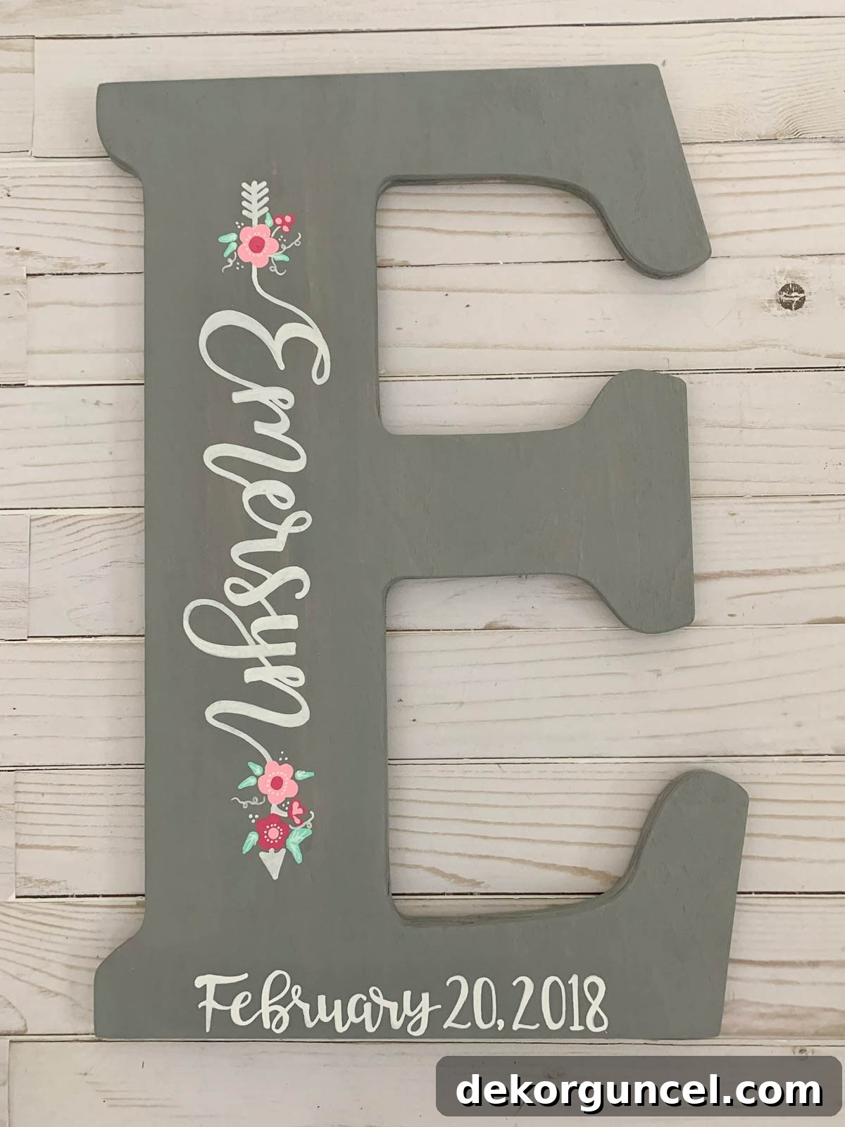 Decorative Letters: Top Sources and Creative Home Decor Ideas 3 Charming large wooden decorative letters spelling a child's name, personalized with birth details, perfect for a baby's room.