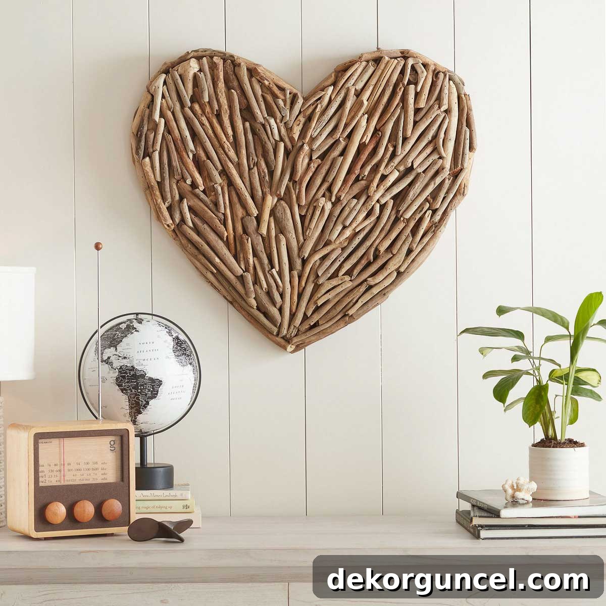 Driftwood heart wall decor