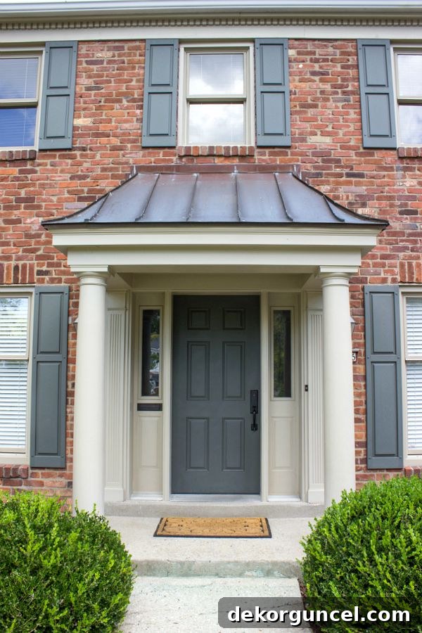 Copper covered portico - the final view of our Cincinnati home's entrance