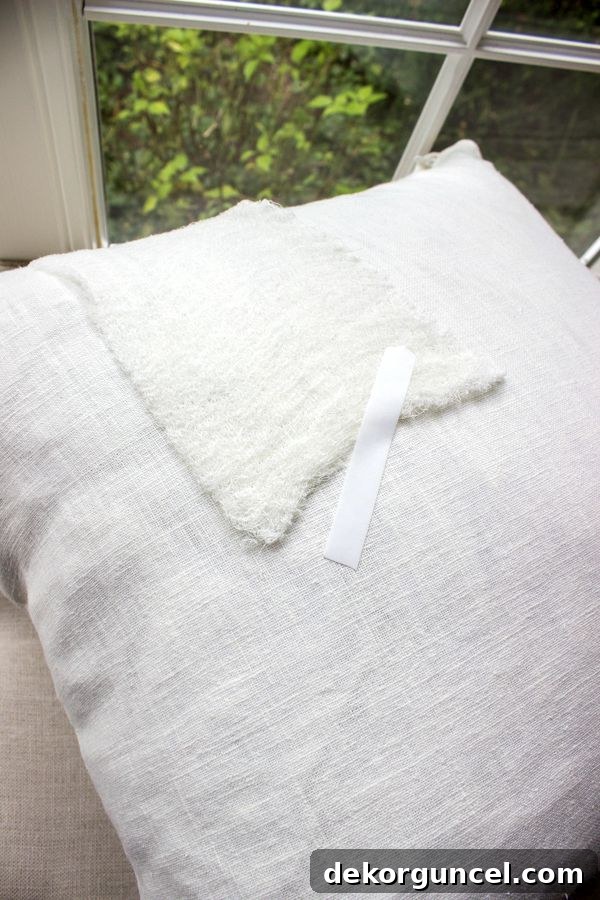 Tape gauze on back of pillow