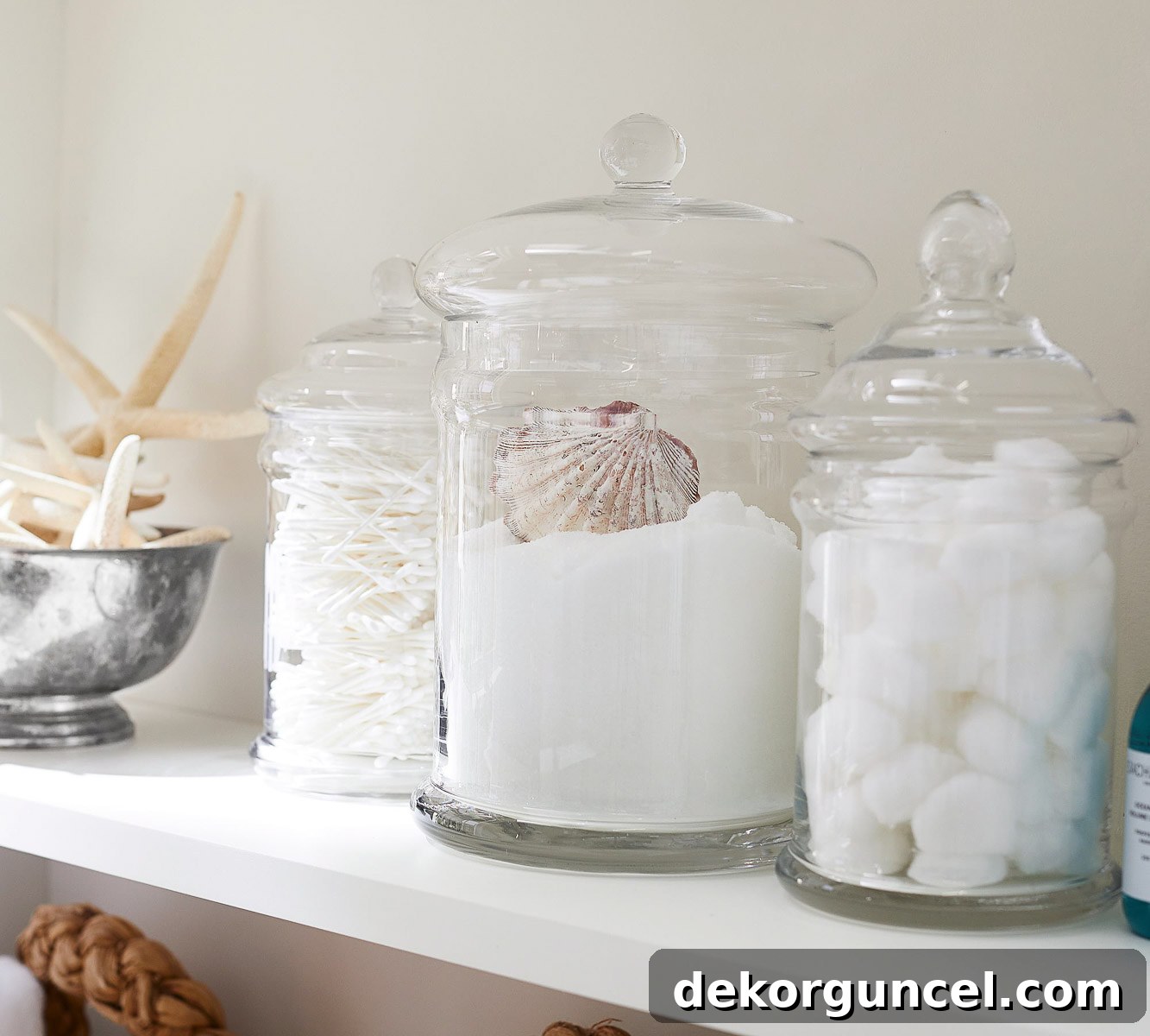 Elevate Your Home with Apothecary Jars 3 Apothecary jars filled with bath salts