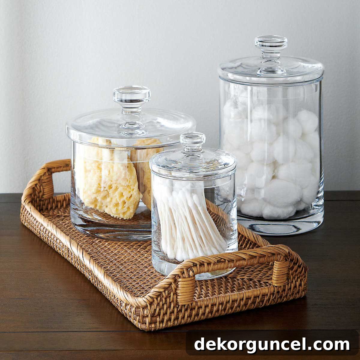 Elevate Your Home with Apothecary Jars 4 Apothecary jars holding Q-tips and cotton balls