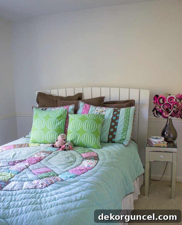 Before pic of blank wall over bed