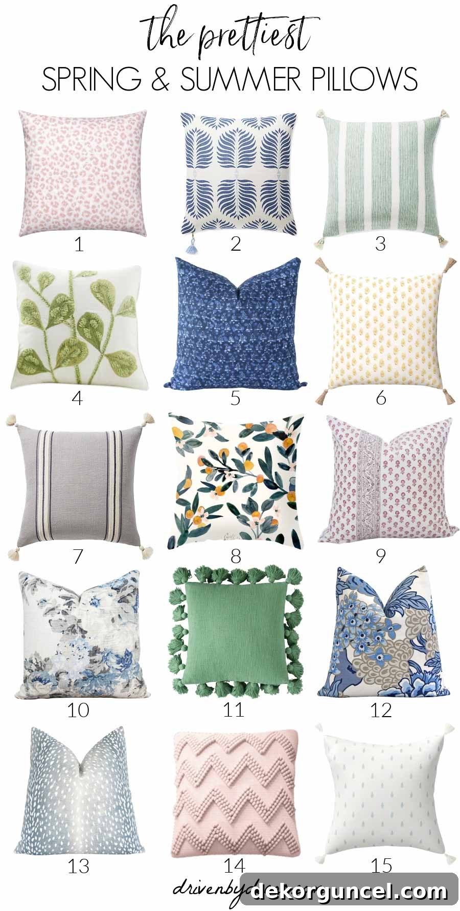 Spring pillows - all my favorites! Sources to each are included in post!