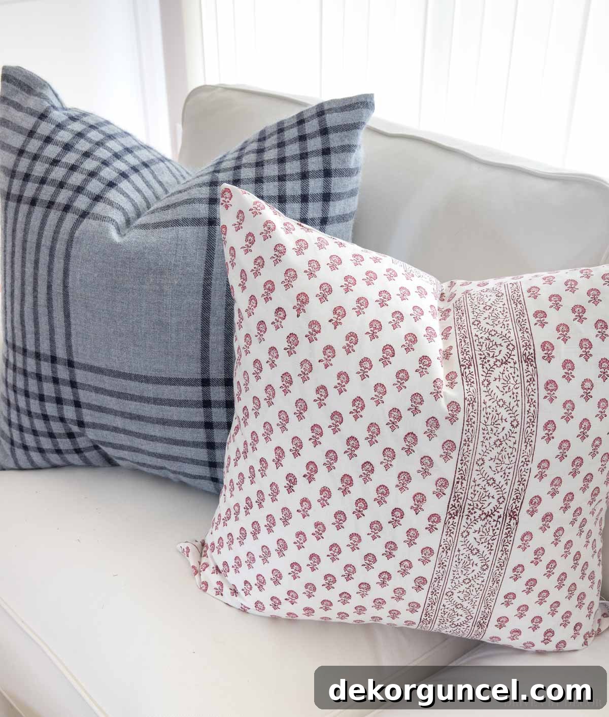 Love these pink block print pillow covers for spring!