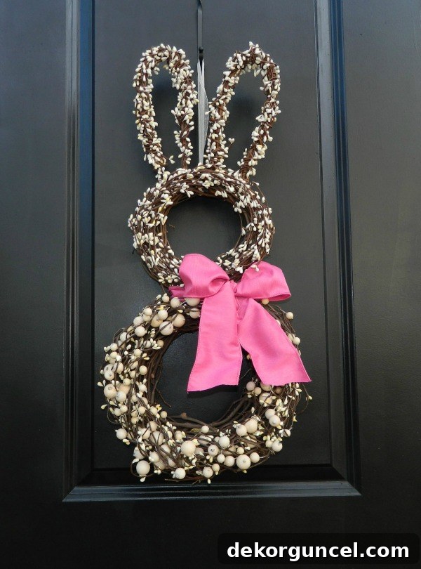 Top Spring Wreaths for a Welcoming Front Door 5 The cutest bunny spring wreath, an adorable door decoration for Easter and beyond.
