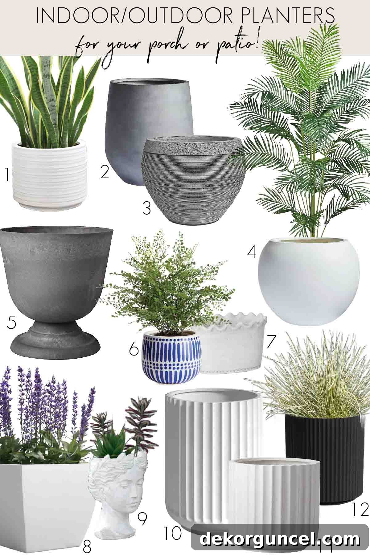 Collection of favorite outdoor planters in various styles and materials, perfect for adding greenery to any space.