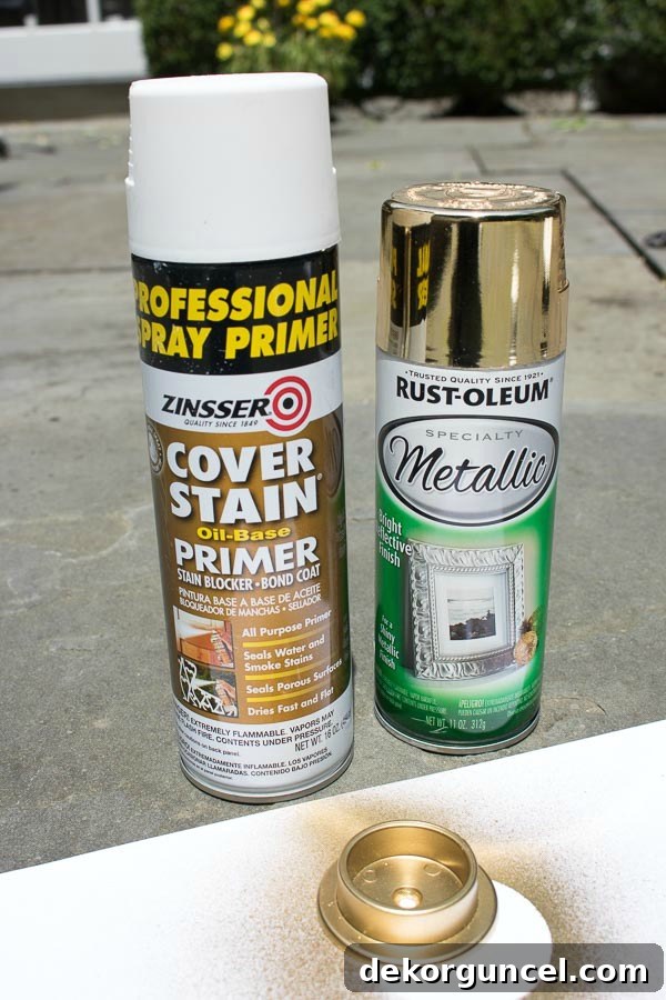 Expert tips and favorite products for achieving a perfect gold spray paint finish on plastic or metal hardware for DIY projects.