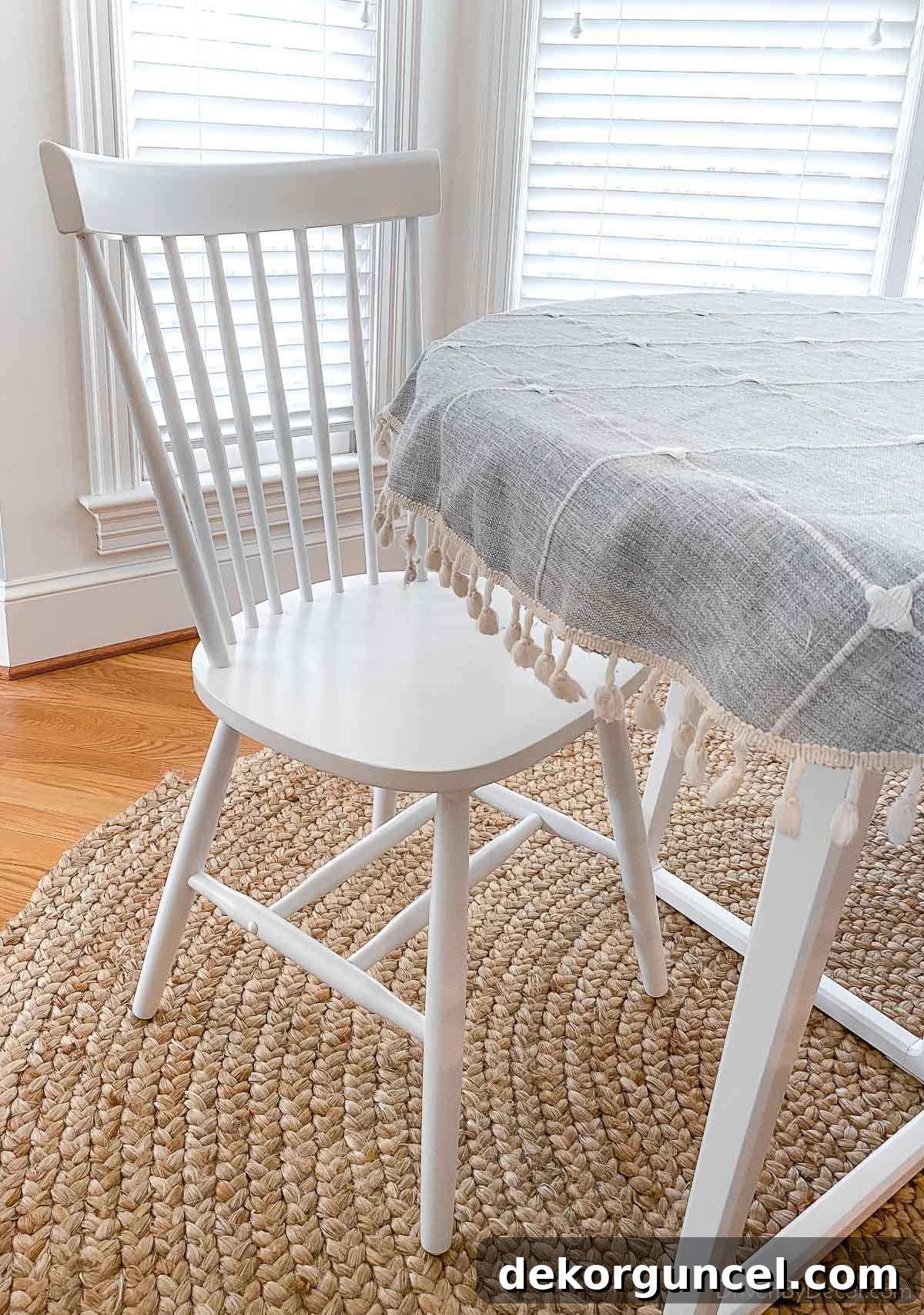 Stylish and affordable white Windsor dining room chair, a timeless classic