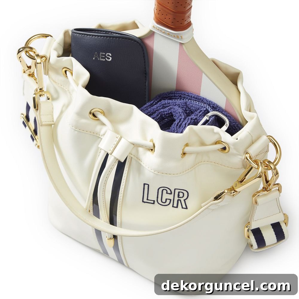 Pickleball tote bag, stylishly packed with a racket and other sports essentials.