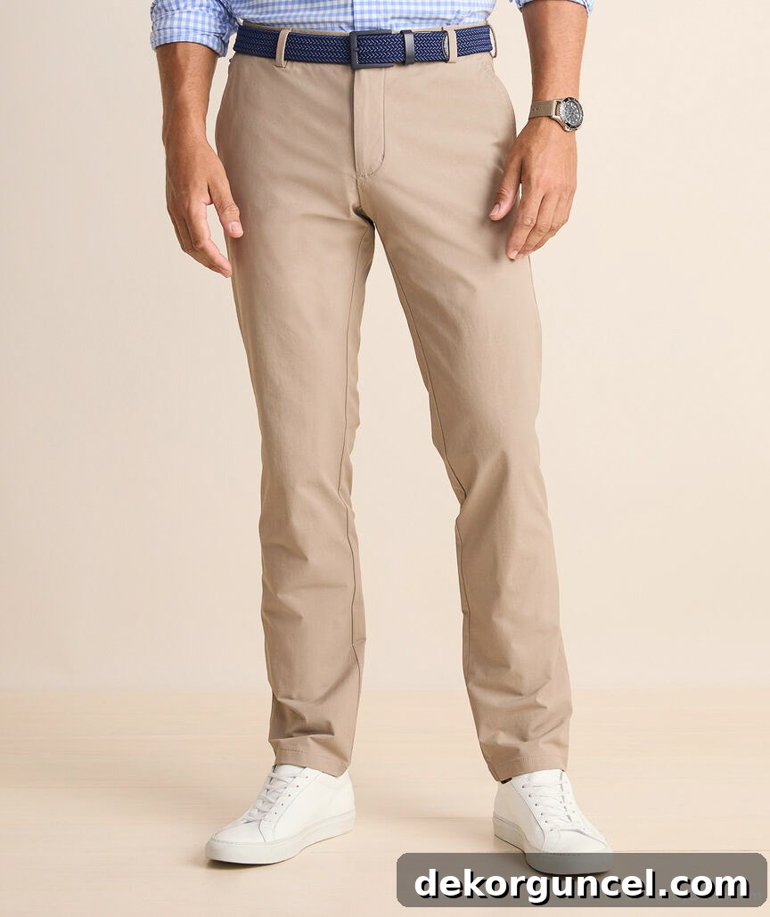 A man wearing stylish and comfortable on-the-go pants, highlighting their versatility.