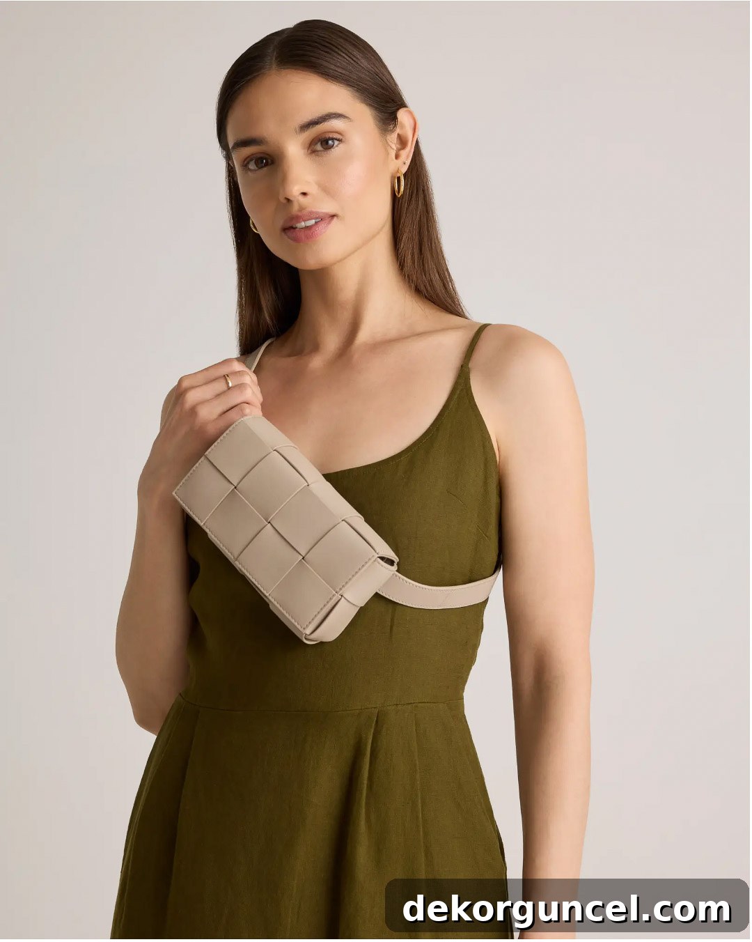 Stylish leather belt bag worn as a crossbody bag across the chest, showcasing its versatility.