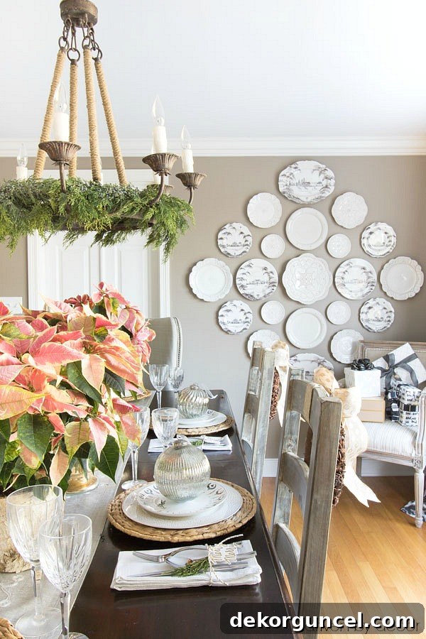 Christmas home tour - plate wall in our Christmas dining room