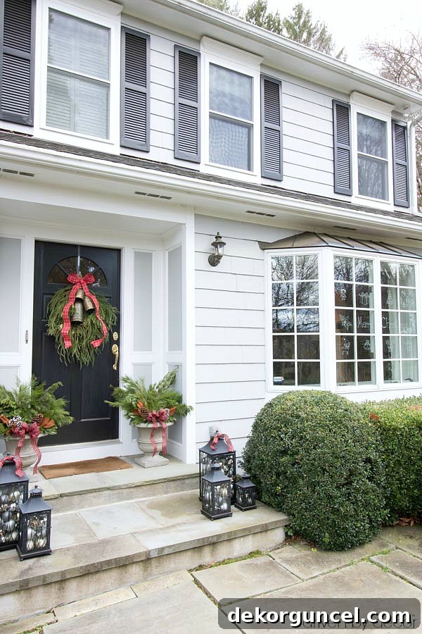 Christmas home tour - our front porch and windows decorated for the holiday