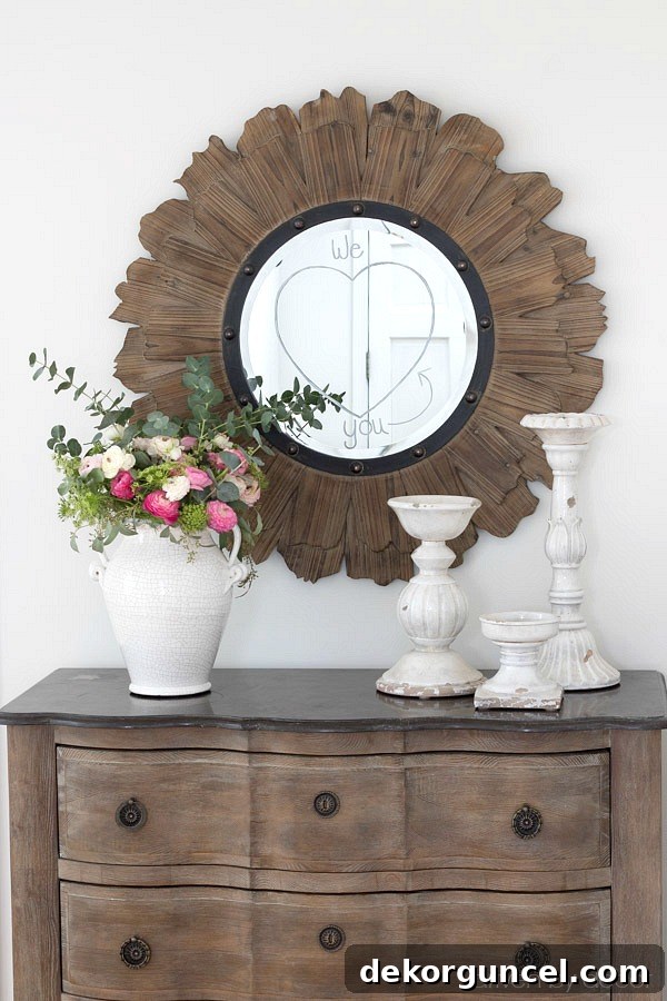 Check out what's on the mirror! Such a cute and simple Valentine's Day idea!